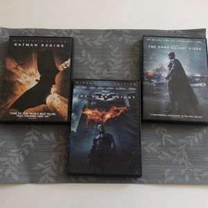 3 DVDs- Batman Begins, The Dark Knight, The Dark Knight Rises